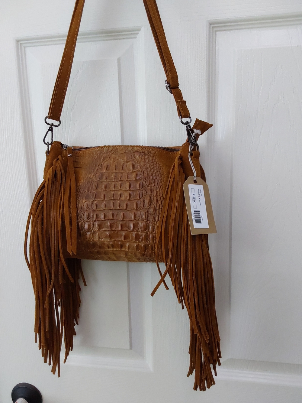 Fringe Crossbody Bag in Cognac Brown